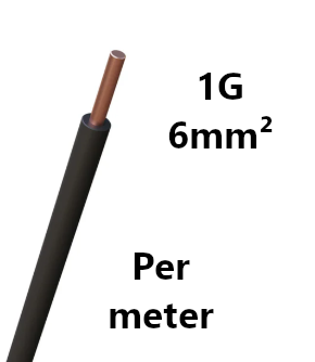 FIL DE CABLAGE rigide, cuivre, 6mm², noir, le mètre