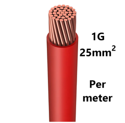 [PELECABW25FR] WIRE flexible, tinned copper, 25mm², red, per metre