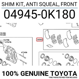 [YTOY04945-0K180] (Hilux KUN35) ANTI-SQUEAL SHIM disk brake, FR, set