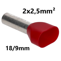 [PELECABED02N] CABLE END SLEEVE insulated, 2x2,5mm², 18/9mm