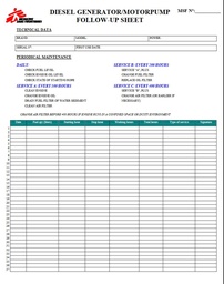 [ALSTFOLL4DE] FOLLOW-UP CARD diesel, English, for pump/generator, sheet