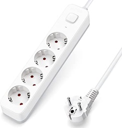 [PELEEXTD0314W] MULTI-OUTLET EXT, 3G1.5²/3m, 4x2P+E/16A/IP20/Schuko + switch