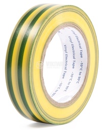 [PELECONST15G] RUBAN ISOLANT adhésif, 15mmx10m, vert/jaune, rouleau