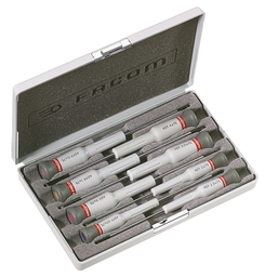 [PTOOSCREM08SM] SCREWDRIVERS micro, 8 pcs, 5 flat/3 Phillips + case, AEF.J3