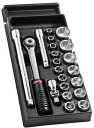 [PTOOSOCKS2T26] SOCKETS 6 pt, 23 pce, ½", 8-32mm, MOD.S161-36