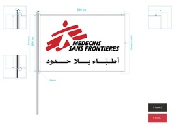 [PIDEFLAG2A3] DRAPEAU logo MSF, 200x300cm, arabe/français