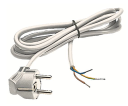 [PELEEXTD031M] POWER CORD, 3G1.5²/3m, plug male 1 side, white