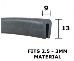 [PHDWGASKR2391] PROFIL CAOUTCHOUC COUVRE TOLE en U, 9x13x2,5mm, 80cm