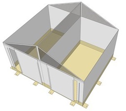 [CSHETENM45PI] (tente polyval. 45m²) CABINE ISOLEMENT individuel x4, PVC