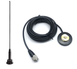 [PCOMVHFANAM4M] ANTENNE VHF NMO, 1/4 d'onde, mob., magnetique + câble coax.