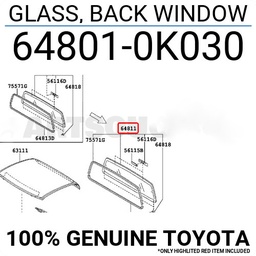 [YTOY64801-0K030] GLASS WINDOW, RR, LAN/KUN 15/25