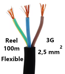 [PELECABL3G2F1] CABLE souple, 3G2,5mm², bobine 100m