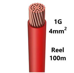 [PELECABW04FR1] WIRE flexible, tinned copper, 4mm², red, reel of 100m