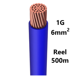 [PELECABW06FL5] WIRE flexible, tinned copper, 6mm², blue, reel of 500m