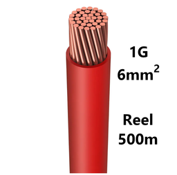 [PELECABW06FR5] FIL DE CABLAGE souple, étamé, 6mm², rouge, bobine 500m