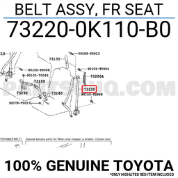 [YTOY73220-0K110-B1] BELT ASSY, front seat, outer, LH, LAN25