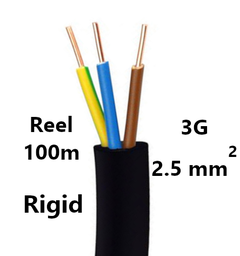 [PELECABL3G2R1] CABLE rigide, 3G2,5mm², gaine extérieure PVC, bobine 100m
