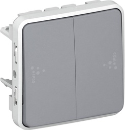 [PELETERMPW4W5] SWITCH w/o sup., 2x 1 pole, 2 throw (Legrand Plexo) IP55, gr