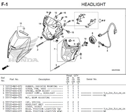 [YHON33120-KRH-601] HEADLAMP complete, XL125LEK