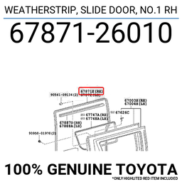 [YTOY67871-26010] JOINT de PORTE LATERALE COULISSANTE DROITE, KDH202