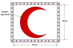 [PIDEFLAG6C5] DRAPEAU logo Croissant Rouge, PVC, 615x500cm, sans texte