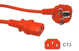 [PELEPOCO03TER] POWER CORD, 3m, 10A,230V, type E+F/EUR, C13 plug, red