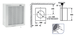 [CCLIVENTW92] VENTILATION UNIT wall/window, 900m³/h, Ø330mm