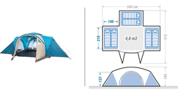 [CSHETENMC43] TENTE type camping, 14m², 3 chambres, 6 person., pour equipe