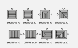 [CCLIVENT00G3] (caisson porte filtre) GRILLE DIFFUSEUR, 3 directions