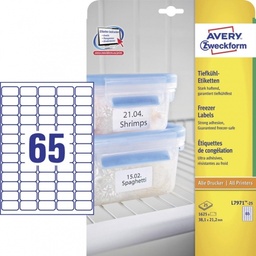 [ASTALABED65W] ADHESIVE FREEZER LABEL 65pcs/A4, ±38x21mm, white, sheet