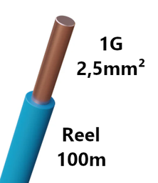 [PELECABW02RL1] WIRE rigid, copper, 2.5mm², blue, reel of 100m
