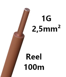 [PELECABW02RN1] FIL DE CABLAGE rigide, cuivre, 2,5mm², brun, bobine 100m