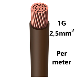 [PELECABW02FN] WIRE flexible, tinned copper, 2.5mm², brown, per metre