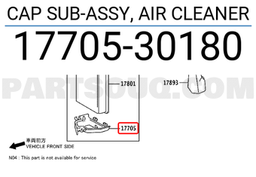 [YTOY17705-30180] CAP SUB-ASSY AIR CLEANER, LH202