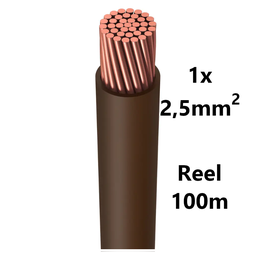 [PELECABW02FN1] WIRE flexible, tinned copper, 2.5mm², brown, reel of 100m