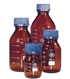 [ELABBOTG1000] BOTTLE, glass, brown, screw thread GL45, graduat.,  1l + CAP