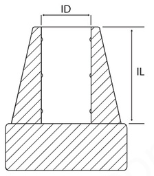 [EPHYCRUPT19] EMBOUT POUR BEQUILLE, caoutchouc, DI 19mm, LI 44mm