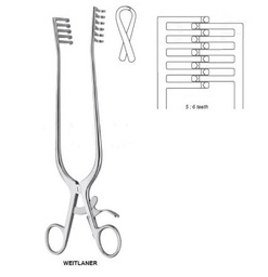 [ESURRETW27B] RETRACTOR, WEITLANER 24 cm, 5x6 blunt prongs 25 mm 24-22-27