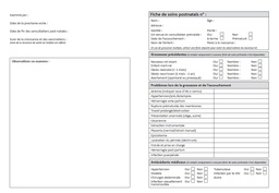 [SMSTCARO021F] FICHE DE SOINS POST-NATALS, français, A4 recto/verso 2019