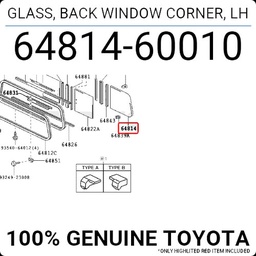 [YTOY64814-60010] Glass, Back Window, Corner Left  HZJ 79