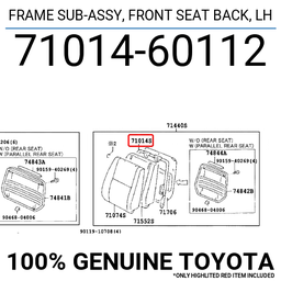 [YTOY71014-60112] BACK FRAME SUB-ASSY FRONT LEFT SEAT HZJ7# LHD