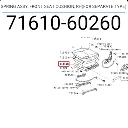 [YTOY71610-60260] CUSHION FRAME SUB-ASSEMBLY front right seat, HZJ7# LHD