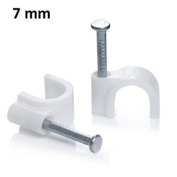 [PELEFIXAC07NC] CABLE CLIP with nail, 7mm, box 100 pcs