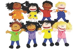 [EPSYHPUP01-] HAND PUPPET, multi ethnic, 30-40cm, set of 8