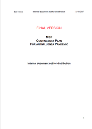 [L003INFM01E-P] MSF contingency plan for an influenza pandemic