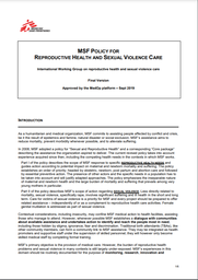[L009SRHM02E-P] MSF Policy for Reproductive Health and Sexual Violence Care