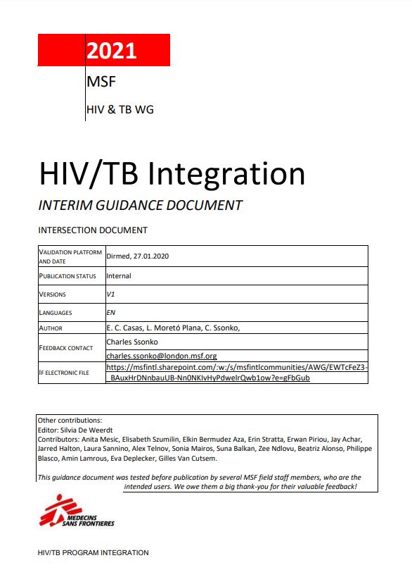 HIV/TB Integration. Interim guidance document. | Unicat