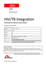 [L007TUBM08E-P] HIV/TB Integration. Interim guidance document.