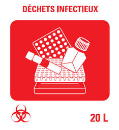 [PIDESTICLW1F] (MiniLab) AUTOCOLLANT déchets infectieux, 100x100mm, FR