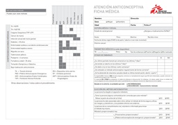 [SMSTCAROF03S] CONTRACEPTIVE CARE HEALTH FILE, Spanish, A4 recto/verso